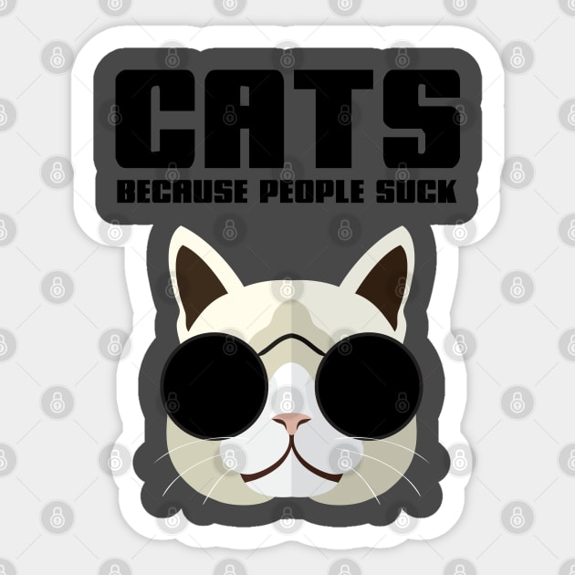 cats because people suck Sticker by yassinnox